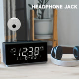 1PC FM & DAB Radio Alarm Clock With USB Charging Port, Bluetooth Stereo Speaker, Headphone Jack, Dual Alarm, Snooze, Dimmable LCD Display