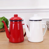 1pc Retro Thickened Enamel Tea Kettle 1.1L Enamel Coffee Kettle Oil Kettle Kettle Enamel Kettle Enamel Kettle Milk Tea Kettle