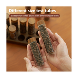 Beans Storage Container Tea Test Tube Glass Bottle with Walnut Display Rack Espresso Coffee Accessories B