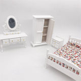 1:12 Dollhouse Miniature Furniture - White Wooden Wardrobe Cabinet, Realistic Model, European Style