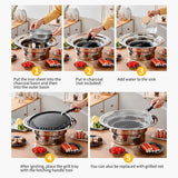 13-Inch Korean BBQ Multifunctional Charcoal Barbecue Round Camping Stove Tabletop Grill with Grilled Net
