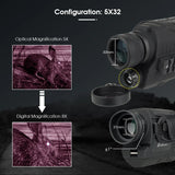 Digital Night Vision Goggles 5x32 Monocular Hunting Night View Camera Infrared with 8G TF Card HD Imager Monoculars for Camping