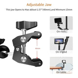 Metal Multi-function Head Ball Mount Magic Arm Super Clamp w/ 1/4"-20 Thread for Camera Cage Rig Monitor