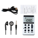 HanRongDa HRD-103 AM FM Digital 2 Band Stereo Receiver w/ Headphones LCD Screen Rechargeable Battery Portable Pocket Radio