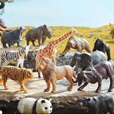 12Pcs Wild Animals Toy Model Plastic Simulated Lion Giraffe Tiger Crocodile Elephant Realistic Children's Educational Toys