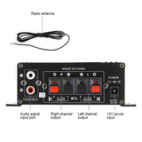 2 Channel bluetooth HiFi Power Amplifier AK380/AK370/AK170 400W*2 Home Car Audio Class D Remote Control FM Radio AUX USB/SD