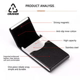 CRUSHER Portable Fashion Cigarette Case Magnetic Buckle Flip Cover PU Cigar for Lighter Card Storage Box Smoking Accessories