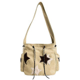 Cute Kawaii Messenger Bag Canvas Crossbody Bag Aesthetic Shoulder Bag for Women Men Flap Messenger Bag