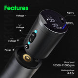 Wireless Tattoo Machine Rotary Pen Coreless Motor Battery Capacity 2000mAh Digital LED Display for Tattoo Artists
