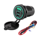 C Charger Socket 12V/24V Multiple USB Outlet Two 45W PD USB-C & QC3.0 Ports with Power Switch Fast Car Adapter