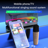 Karaoke hine with Two Wireless Microphones Portable BT Speaker LED Lights Control High Volume Adjustable Super Bass Diaphragm