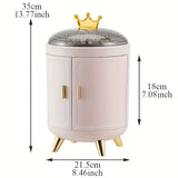 1pc 360 Degree Rotating Cosmetic Storage Box, Jewelry Skincare Makeup Display Box With Cover, Dustproof Cosmetic Box, Vanity Storage Decor