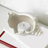 Conch Tea Light Candle Holder, Dish, Ocean Beach Theme Ceramic White Shell Jewelry Tray