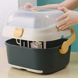 Baby Drying Rack Drainer, Portable Nursing Cutlery Box Container With Cover, Bottle Holder
