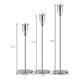 Candle Holders Set Of 3 Taper Candles, Decorative Candlestick Holder For Wedding, Dining, Party