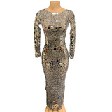 Luxury temperament, full flash lens runway show, singing stage dress, personalized fashion, backless and slimming effect