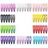 Girls 100 Pcs No Slip Metal Snap Clips Strips For Kids Teens Women Cute Candy Color Cartoon Design Hair Pins