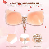 Adjustable Strapless Invisible Silicone Gather Push Up Self-Adhesive Drawstring Bra Backless Breast Enhancer