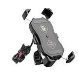 Waterproof Universal Adjustable Stainless Steel Motorcycle Phone Mount Holder Handlebar Rear-View Mirror Mounted 360 Rotation