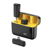 Mini Mic 2 in 1 Wireless Portable Mic Clip-on Lavalier Radio Microphone Digital Display Noise Reduction for Short Video Shooting