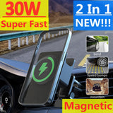 30W Magnetic Wireless Charger for iPhone 15 14 13 12 Pro Max Mini Air Vent Phone Holder Fast Car Charging