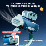 Lovely Cartoon Watch Fan USB Charging Astronaut Cartoon Dynamic Projection Flashlight Portable Handheld Wrist-held Bladeless Fan