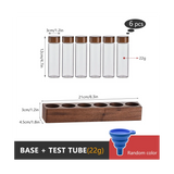 Beans Storage Container Tea Test Tube Glass Bottle with Walnut Display Rack Espresso Coffee Accessories D