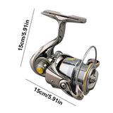Ultra Light Metal Spool Wheel 5.2/1 Gear Ratio All Purpose Fishing Spinning Reel for Perch Bass and Pike