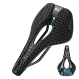 (Green) Carbon Fiber 3D Printed Bicycle Saddle Breathable Bike Saddle Ultralight Road Bike Seat