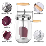 1.5 Liters - Wooden Handle Shakes Stainless Steel Gear Manual Maker, Butter Churner
