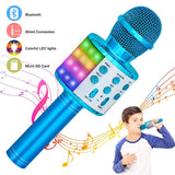 Wireless karaoke microphone, Bluetooth handheld portable speaker, home KTV player with LED dance recording function, children's