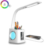 Led Desk Lamp With Usb Charging Port Night Atmosphere Lamp Alarm Clock Pen Holder Calendar 3-level D