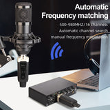 Wireless Transmitter/Receiver for Dynamic Microphone Audio Mixer PA System 500-980MHz Mic Condenser Converter Set