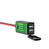 Motorcycle Phone Charger to U Ring Terminal 3.1A Dual USB Port Adapter ON/Off Switch Waterproof 1.6M Cable