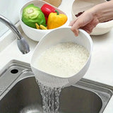 Clean the plastic bowl of rice with a filter, 1 unit, effectively cleaning small grains and kitchen utensils