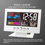 1pc Weather Clock with Voice-Activated Backlight - Displays Time, Date, Week, Temperature, Humidity, and Weather Forecast - 15.6x4x9.6cm/6.1x3.7x1.5in
