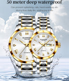 GUANQIN New Mechanical Tungsten Steel Couple Watch 100M Waterproof Sapphire Glass Watches Week Calendar Japan Move Wristwatch