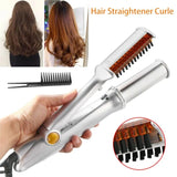 Curling Max 2-Way Rotating 2 In 1 Curler Straightener Brush Smoothing Hair Iron Electric Hairbrush
