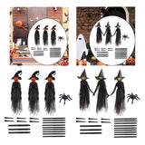 Light-Up Halloween Witches Ornaments with Stakes Set - Holding Hands Screaming for Home Outside, Holidays, Porch, Garden