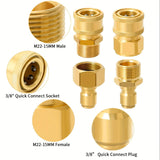 Kit 4 PCS M22 Quick Connect Fitting Coupler Brass Pressure Adapters for Power Washer Gun