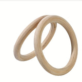 1pair Sports Wood Gymnastic Rings With Adjustable Buckle Straps - Non-slip Grip Handle/Non-slip Belt For Strength Training