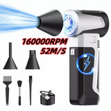 160000 RPM Turbo Jet Fan Electric Brushless Motor 52M/S Compressed Air Duster USB Rechargeable Powerful Dust Blower