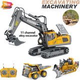 Rc Excavator Children 11 Channels 2.4g 1:20 For Boys Radio Control Dump Truck Bulldozer Electric Car Kids Toys Gift