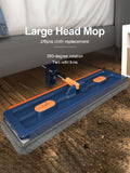 or Cleaning Handsfree Self-Wringing Flat Mop With Squeegee 360° Swivel 42cm Large Head Wet&Dry Use For Wood Tile Marble