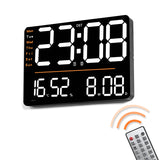 Large LED Wall Clock with Temp, Humidity, Date, Time, Week Display - Multifunctional Electronic Alarm Clock for Home Living Room