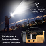 Multifunctional Solar Hand Crank AM FM SW Emergency Weather Radio with Flashlight 2000mAh Phone Charger Power Bank