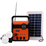Home Power Panel Generator Kit - 2 LED Bulbs, Energy-Saving Solar Lighting with FM Radio