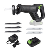 3000SPM Electric 20V Cordless Reciprocating Variable Speed with 2.0Ah Battery 5 Pcs 6-inch Saw Blade for Cutting Wood