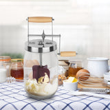 1.5 Liters - Wooden Handle Shakes Stainless Steel Gear Manual Maker, Butter Churner