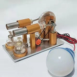 Metal Hot Double Cylinder Stirling Engine Model Educational Scientific Power Generation Experimental Toys